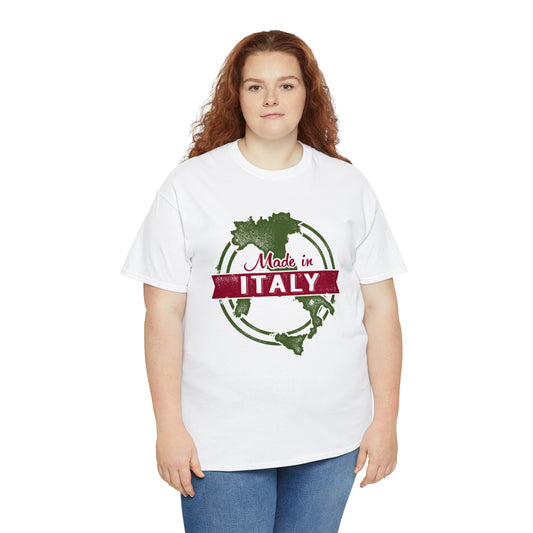 T-shirt unisexe en coton épais avec motif "Made in Italy"