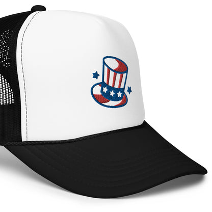 Sombrero de camionero de espuma American Pride: elegante accesorio para la cabeza con el símbolo icónico del sombrero