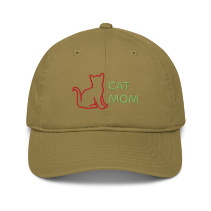 Organic dad hat with "Cat Mom" design