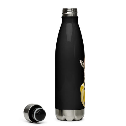 Stainless Steel Water Bottle with Giraffe in a banana design