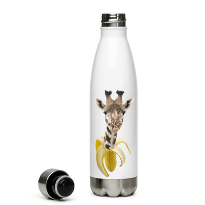 Botella de agua de acero inoxidable con jirafa en diseño de plátano