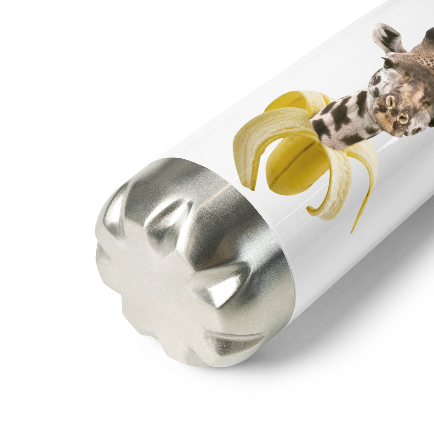 Stainless Steel Water Bottle with Giraffe in a banana design
