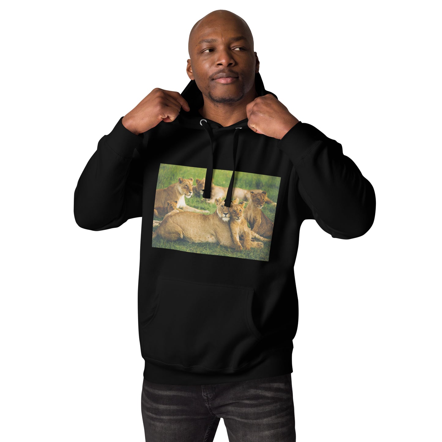 Roaring Unity: Unisex Lion Family Print Hoodie