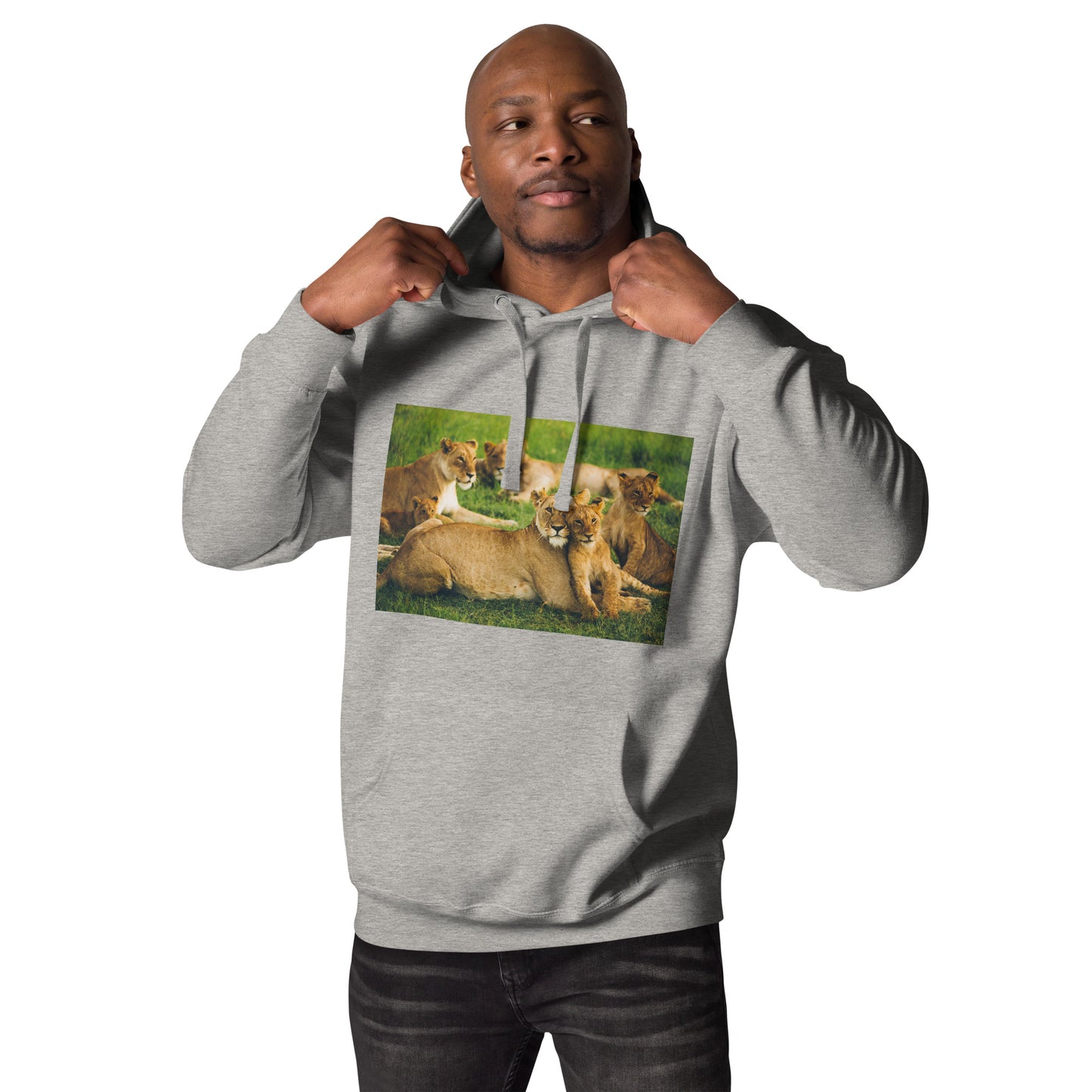 Roaring Unity: Unisex Lion Family Print Hoodie