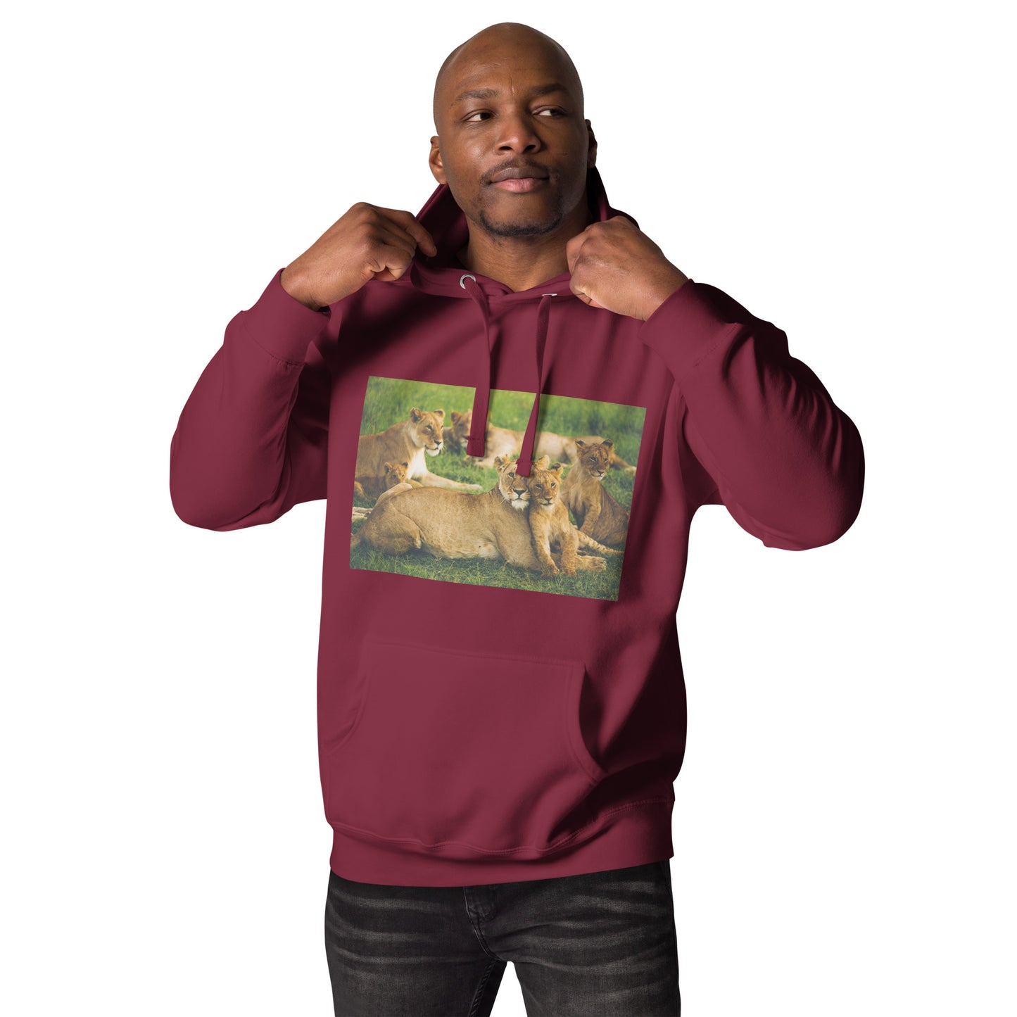 Roaring Unity: Unisex Lion Family Print Hoodie