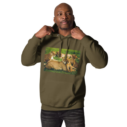 Roaring Unity: Unisex Lion Family Print Hoodie