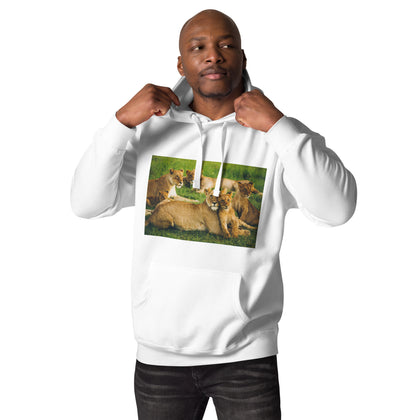 Roaring Unity: Unisex Lion Family Print Hoodie