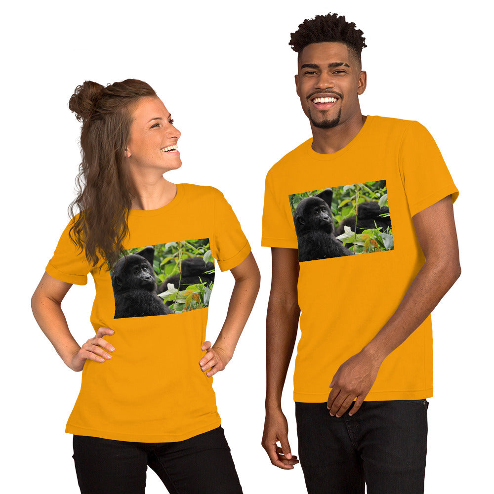 T-shirt unisexe avec imprimé bébé gorille de la forêt impénétrable de Bwindi en Ouganda